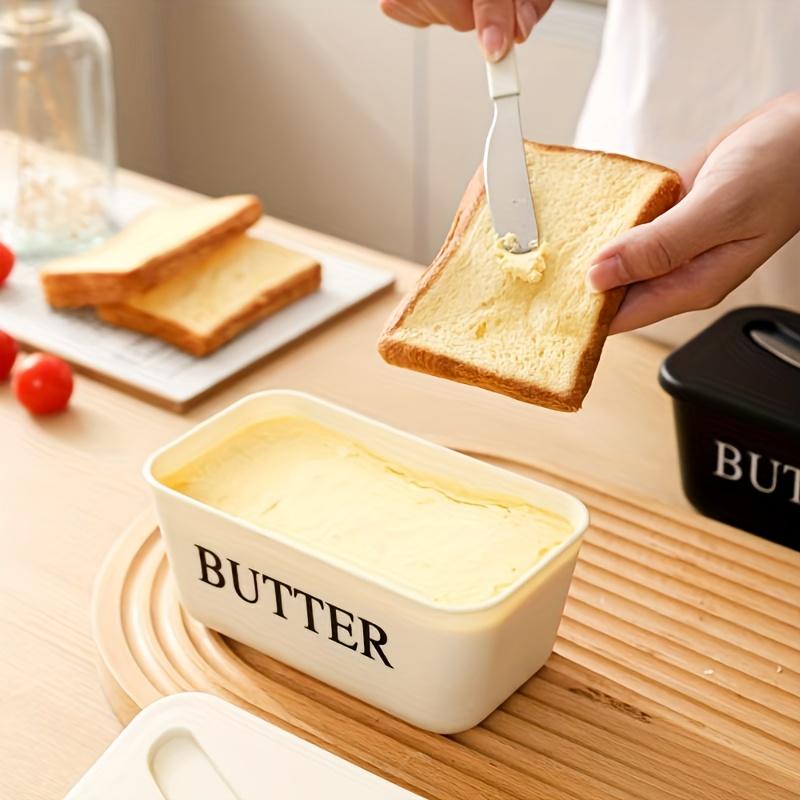 Butter Box with Lid - Airtight Food Storage Container for Butter, spreads, condiments - Clear Lid Window, Space-Saving Kitchen Organizer - Durable