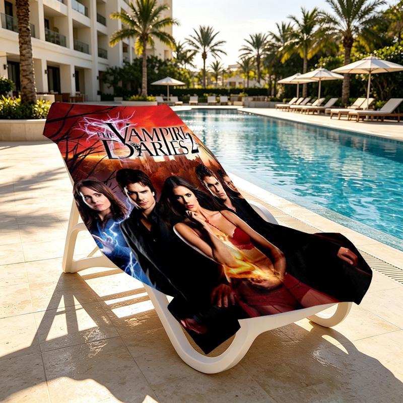 The Vampire Diaries Print Beach Towel Design, Soft, Lightweight. for Home Bathroom, Spa, Pool, Yoga, Surfing, Camping, Gift for Family, Friend