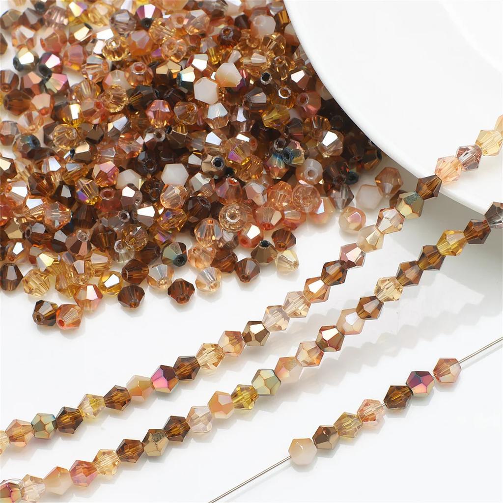 TX20 4mm 200pcs Series Irregular Color Series Faceted Glass Bead Handmade Bicone Beads Making Shiny DIY Bracelet Charm Necklace