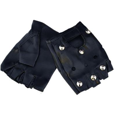 JooBsoso Fingerlose Handschuhe, Lederhandschuhe mit Nieten, Halbfinger, Fingerlos, PU-Leder, Einheitsgröße für die meisten Hände, Schwarz mit Nieten, Perfekt für Tanz,