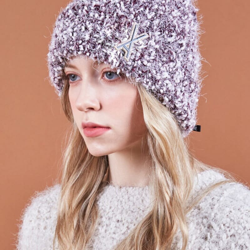 

VARZAR VA Brooch Bocashi Knit Beanie Burgundy FREE