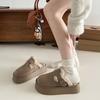 Women's Baotou faux lamb wool plush slippers padded warm winter thick bottom heightening home slippers casual hiking indoor shoes snow cotton slippers