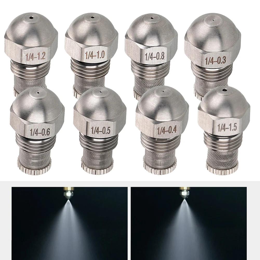 Atomizing Spray Mist Nozzle Dia 0.3-1.5mm Fine Atomizing Spray 1/4BSPT High And Low Pressure Mist Nozzle Orifice Stainless Steel