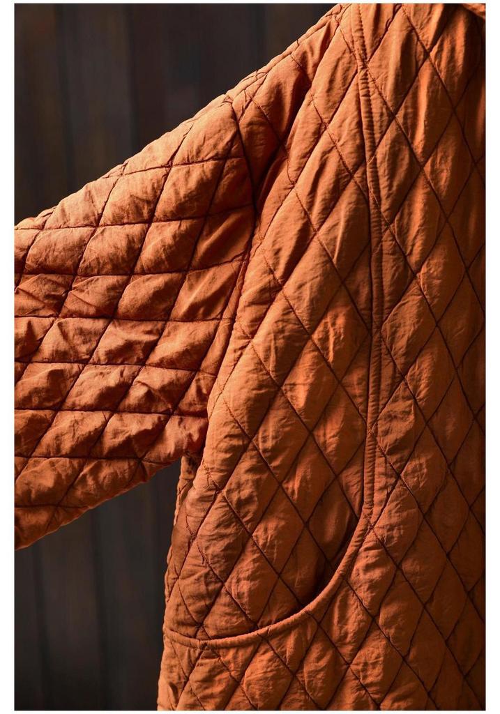 Chaqueta de Algodón con Capucha Acolchada de Diamantes para Mujer - Petite, Holgada, Informal, Ligera, Tendencia Invierno 2025