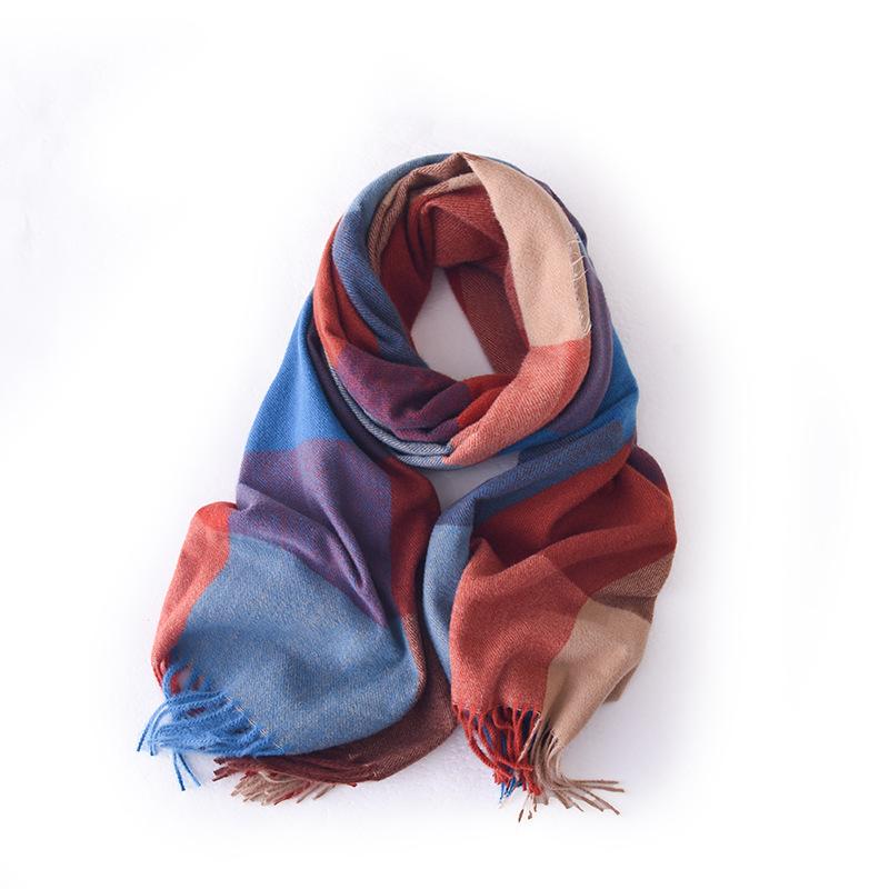 Plaid scarf women's autumn and winter imitation cashmere warm scarf office shawl with high-end scarf women's winter