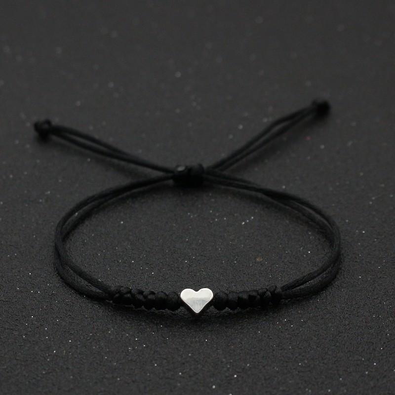Tiny Heart Charm Bracelets for Women Girls Simple Blue Black Red Rope Chain Braided Bracelet Woven Jewelry Best Gifts Her