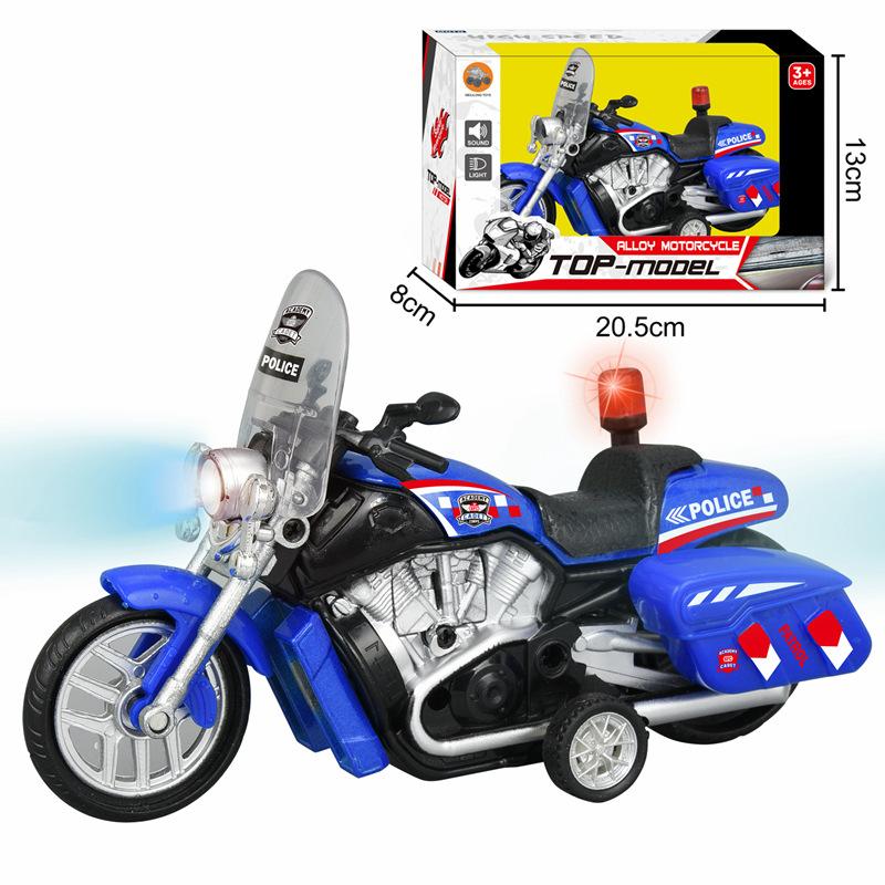 1/12 Police Motorcycle Toy Car Model Child Pull Back Motorbike Toy
