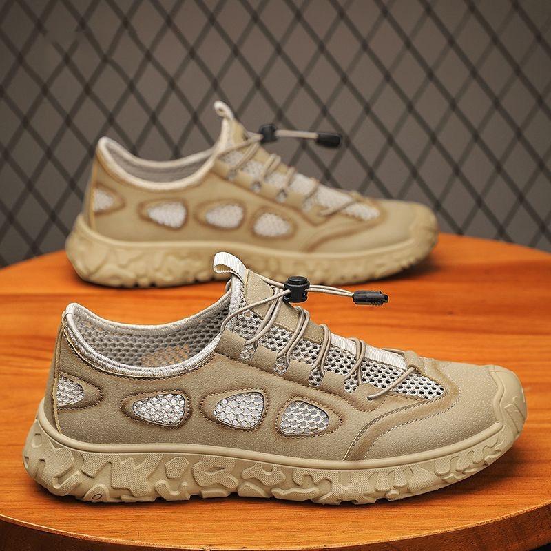 Summer men's shoes new breathable hollow mesh shoes men's work shoes non-slip sports shoes casual dad shoes