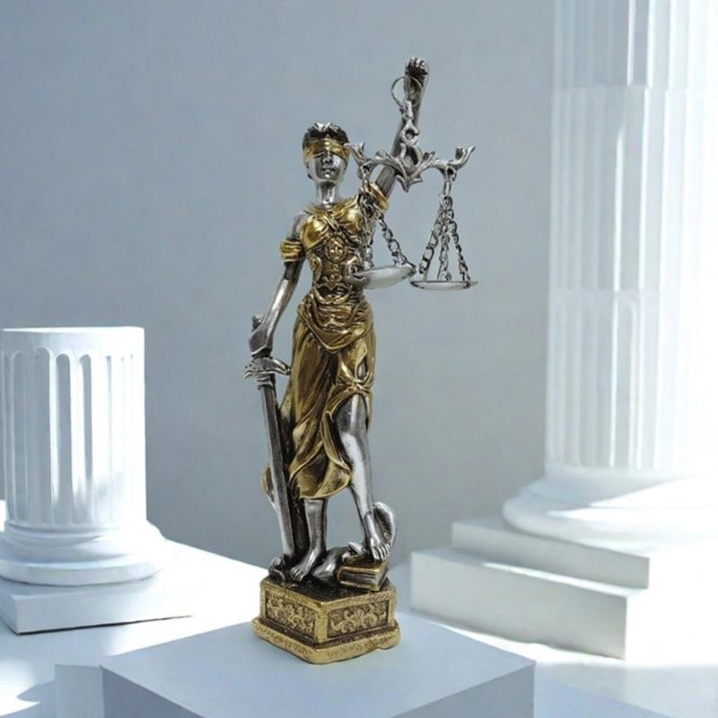 Justice Goddess Sculpture Resins Blind Law Lady Figurine with Scale Ornament for Bookshelves and Law Office Decors Gift