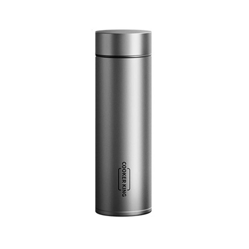 COOKER KING 450ml Pure Titanium Insulated Cup Thermos Bottle with Tea Strainer Brewing Tea Vacuum Business Cup Lightweight Mug 450ml