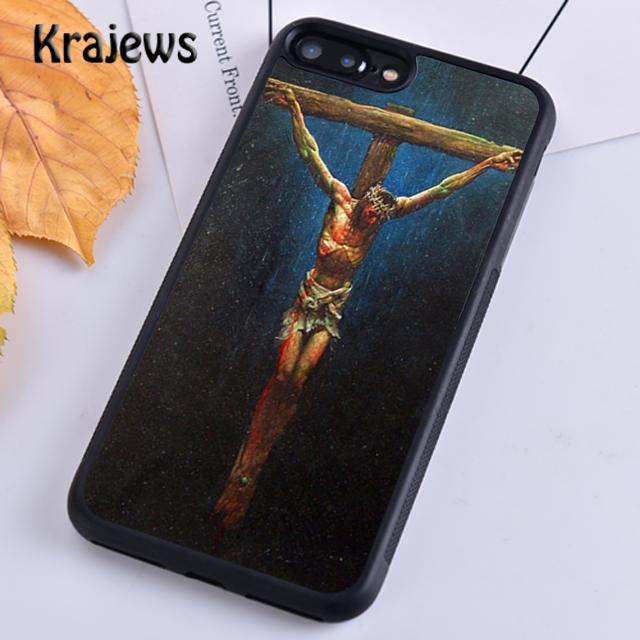 Krajews Christian Jesus The Cross Black Plastic Phone Case For iPhone 17 Air 16 15 14 Plus 11 12 13 Pro Max Coque Fundas
