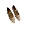 Low Heels Shoes Woman Flats Shallow Mouth Rivets Studs Female Moccasin Dress Retro Genuine Leather Rubber  Mary Janes PU