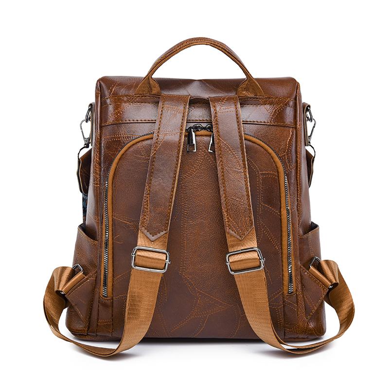 Leather Backpack Women's Backpack Large Capacity Anti-Theft Women's Travel Bag