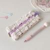 Lace Trim Pencil Case Smooth Zipper Makeup Stationery Storage Bag Cute Pen Organizer for School Office
