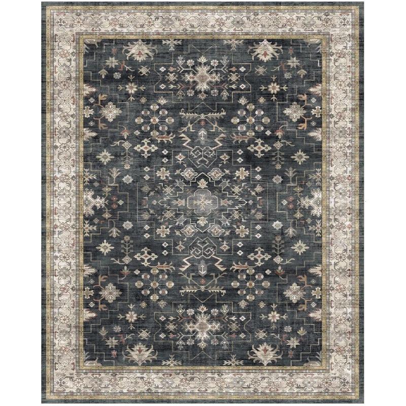 Retro Bohemian Living Room Carpet Foldable Machine Washable Sofa Coffee Table Non-slip Floor Mat Home Bedroom Bedside Soft Rug