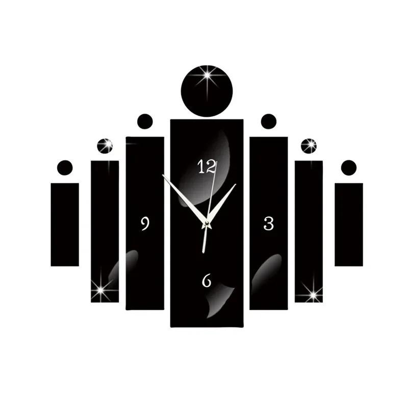 Modern Wall Clock Mirror Silver 3D Big Quartz Watch for Living Room Home Decoration Silver Stickers