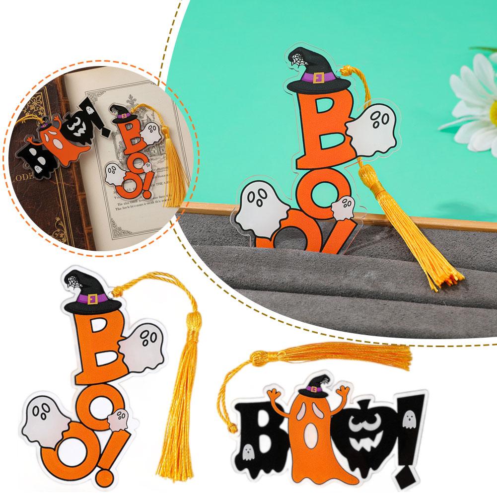 Spooky Ghost-Themed Bookmarks Acrylic Bookmarks For Women Study Stationery Office Supplies Halloween Gifts For Friends