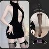 Sexy Lingerie Spring Pure Desire Backless Turtleneck Sleeveless Chest Leakage Knitted Sweater Uniform Temptation