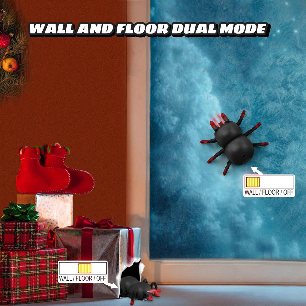 Remote Control Spider Kids Toys Realistic Wall Climbing RC Spider with Light and Suction Cups for