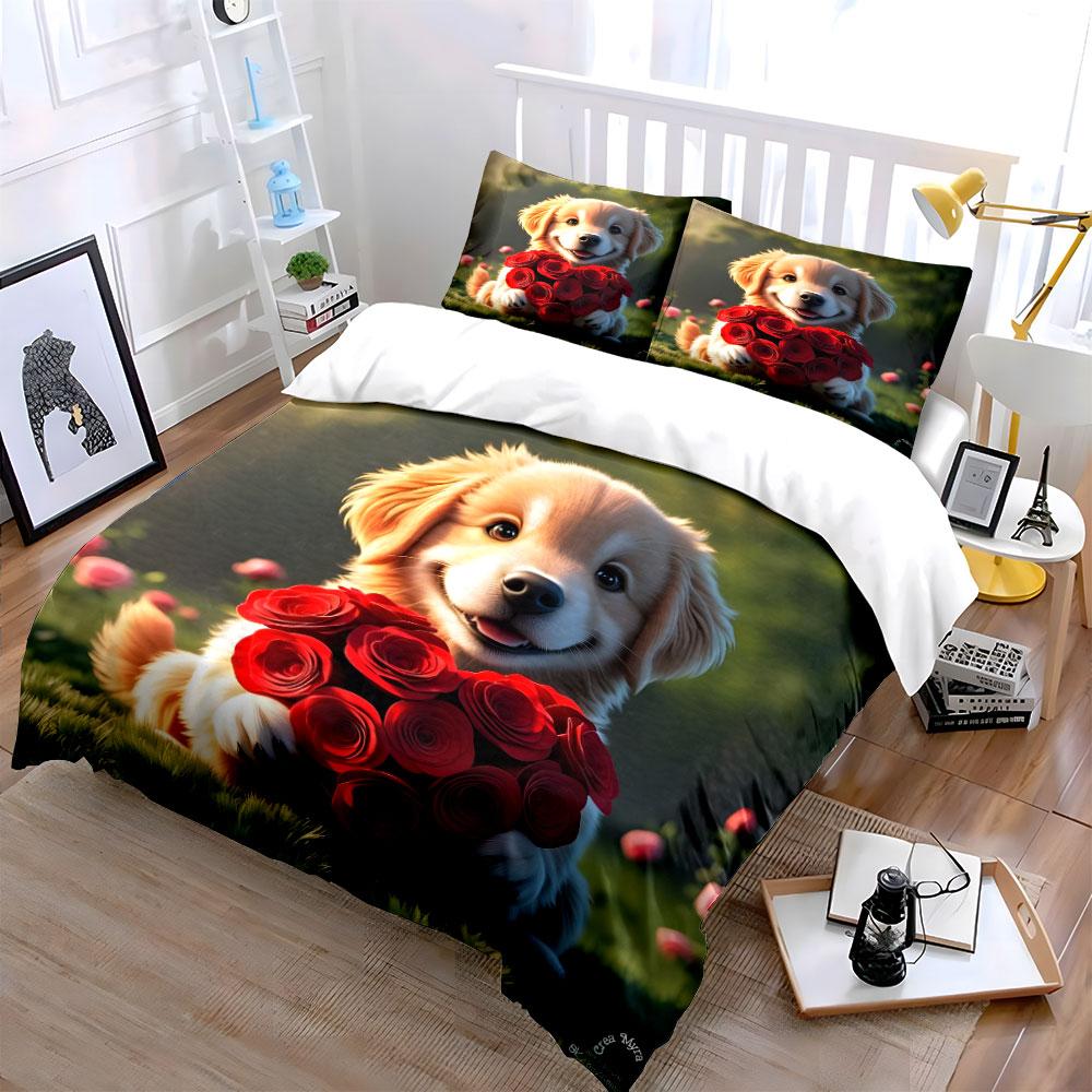 Floral Gift Set For Romantic Moments Exquisite Three-Piece Bedding Set Gift For Kids And Adults