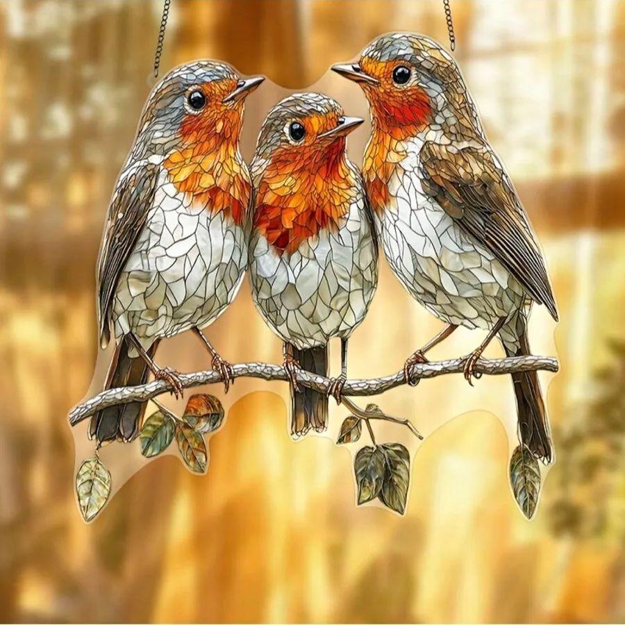 1pcs Three Little Bird Pendant, Artistic Decoration for Bedroom, Garden, and Courtyard - Ideal Gift for Friends and Family