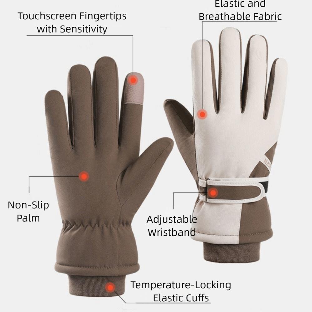 Full Fingers Cold-resistant Winter Gloves Waterproof Piled Riding Gloves Windproof Thickened Cycling Gloves Running