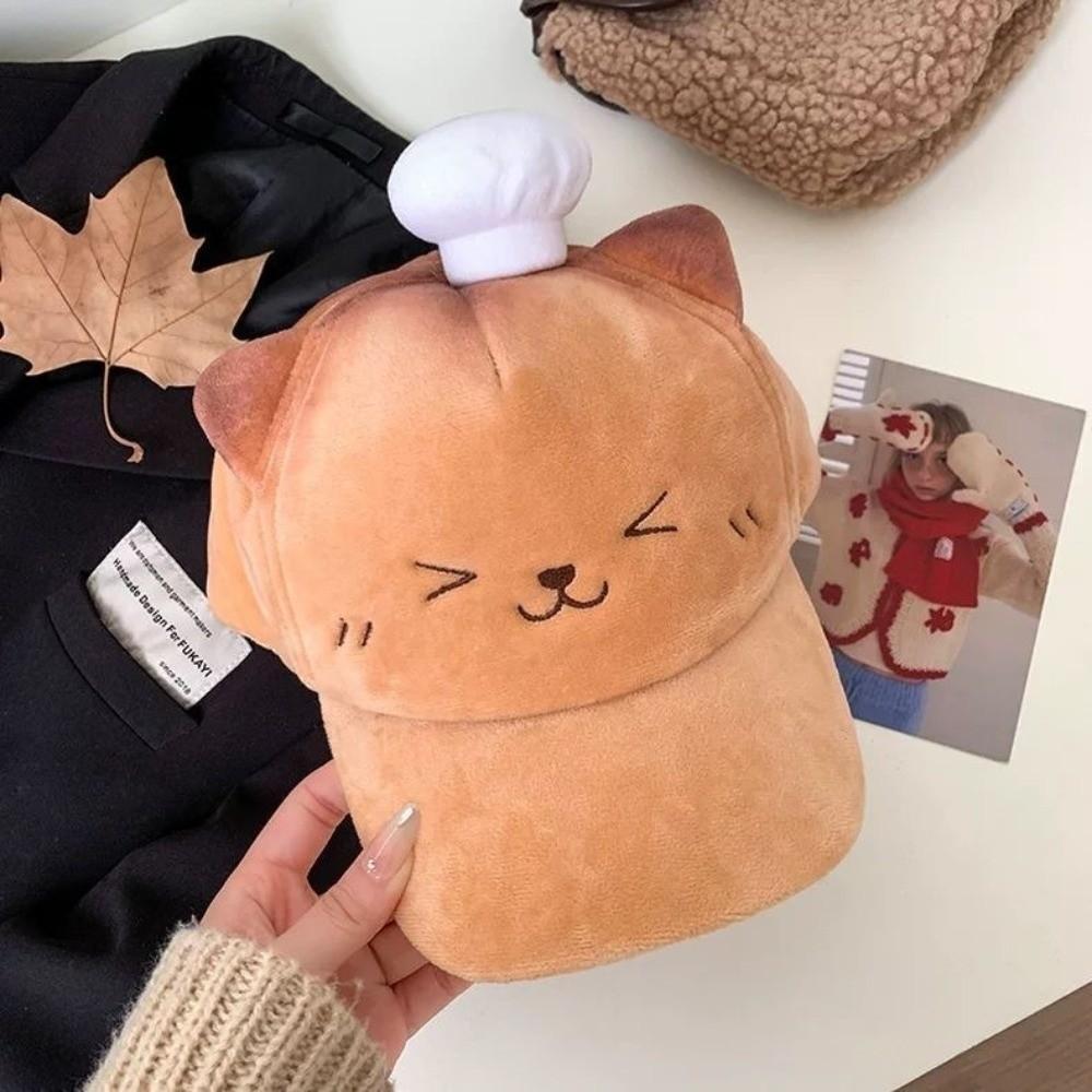 Plush Sweet Bear Sun Protection Cap Cute Cartoon Cat Duckbill Cap Cherry Baseball Cap Women