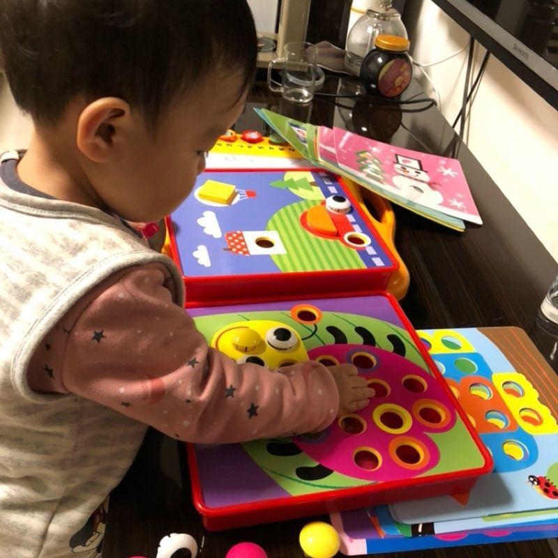 Mushroom Nail Puzzle Children's Toys, Large-particle Button Patchwork Board, Early Education Puzzle, Baby Fine Motor Training