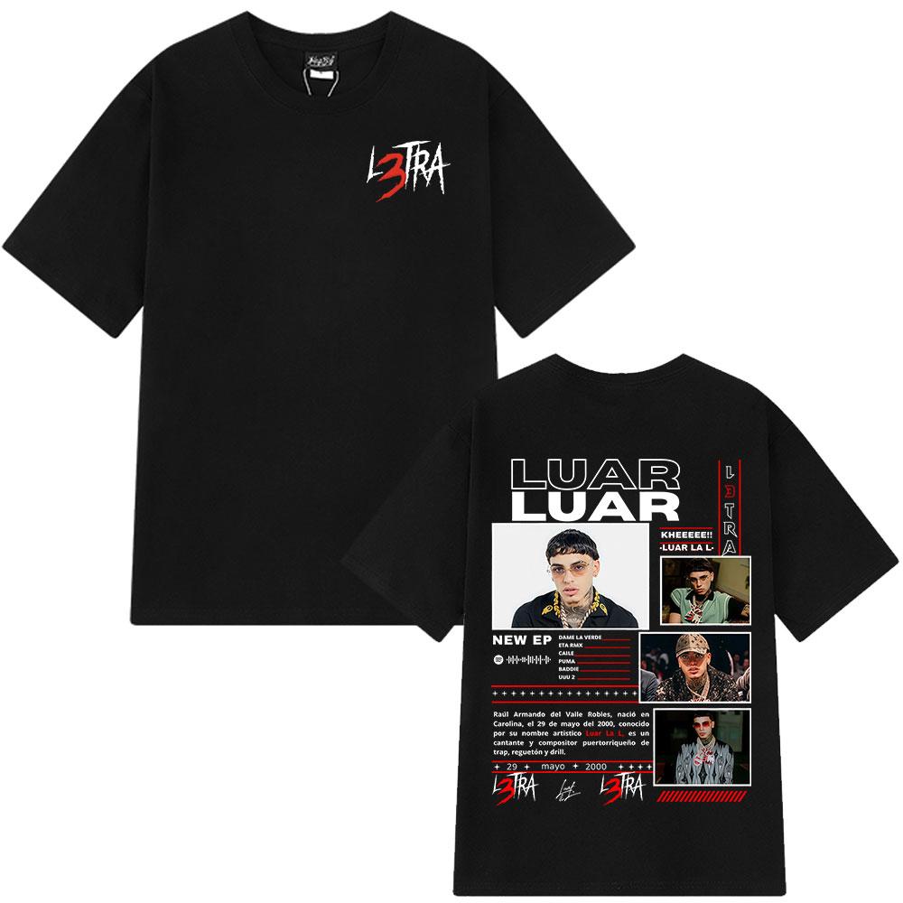 Rapper Luar La L 2025 Album L3TRA T Shirts Unisexs Women Hip Hop Fashion Short Sleeve Tshirts Cotton Oversized Streetwear Tshirt