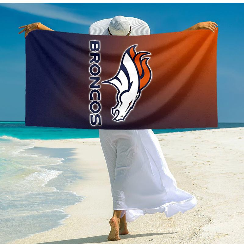 proof beach towel with Denver Broncos LOGO pattern - soft,absorbent,quick-drying,machine washable - perfect for swimming,camping,bathing