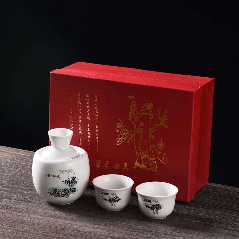 

Japanese Style Sake Set Vintage Ceramic Hand Painted Sake Pot Traditional Bottle Pot Cups Kitchen Dining Barware Set in Gift Box