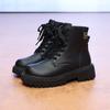 2025 New Fashion Thick Sole Women's Boots Large Size Women's Shoes Black Keep Warm Fleece Platform Lace-up Ankle Boots 4875