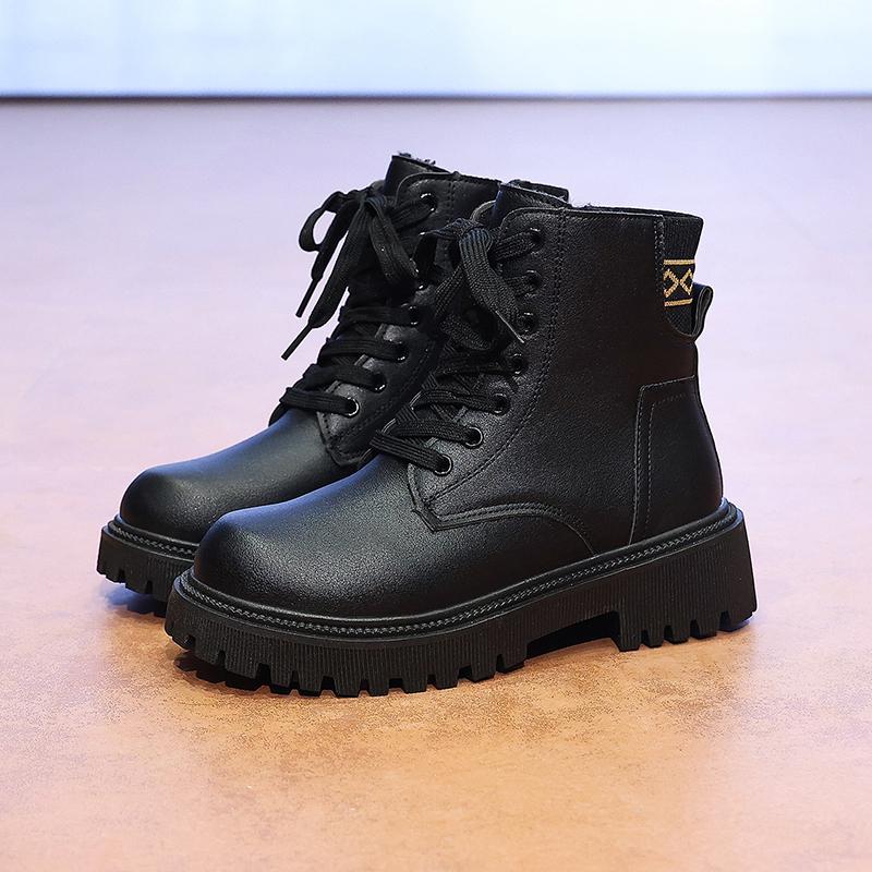 2025 New Fashion Thick Sole Women's Boots Large Size Women's Shoes Black Keep Warm Fleece Platform Lace-up Ankle Boots 4875
