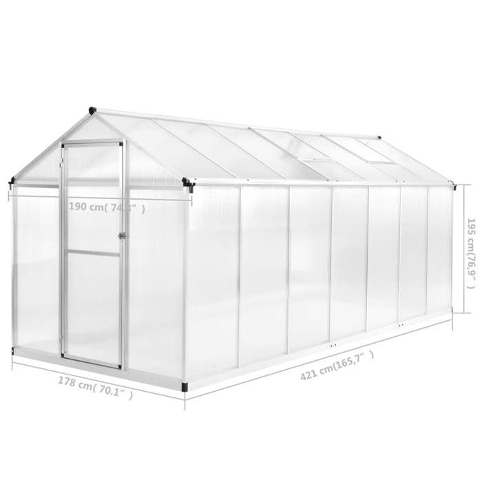 VidaXL Greenhouse Aluminium 421x190x195 Cm Garden Greenhouse Vegetable Plant Gardening 45217