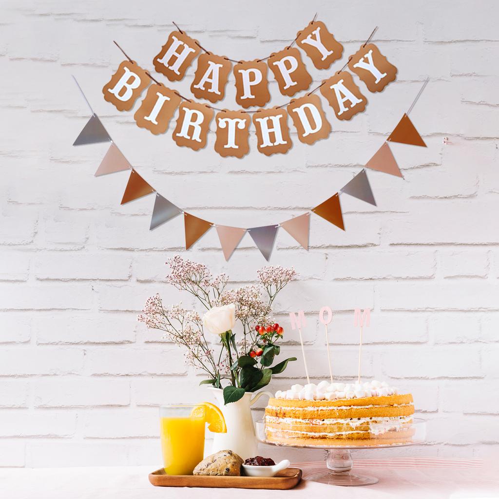 1pcs Set 16.4ft Macaron Paper Card Triangle Banner For Birthday Party Banner Flags Pennant Banner Flags Pennant Banner
