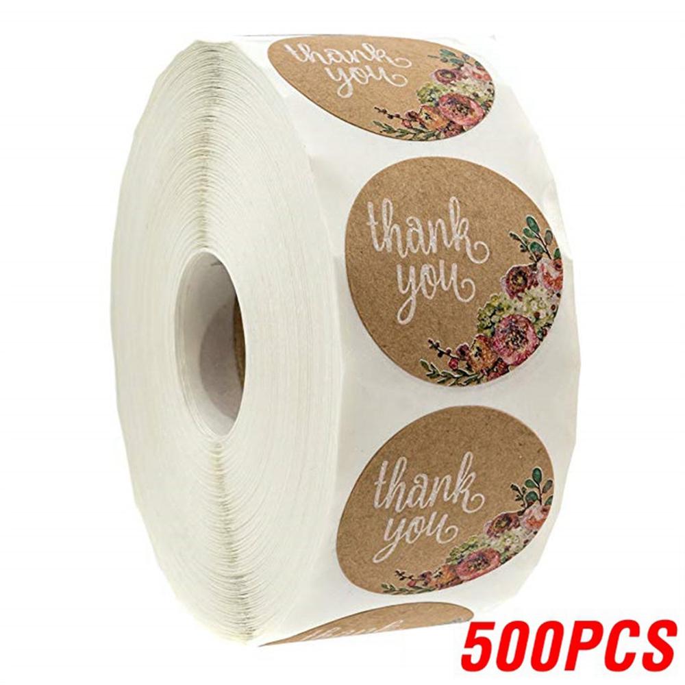 100-500Pcs Vintage Kraft Paper Stickers Scrapbook Gift Stationery Label Stickers Handmade With Love Thank You For The Stickers
