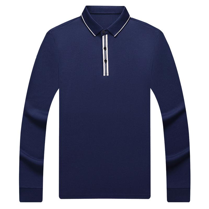 Spring and Autumn Men's Polo Shirt Long-sleeved T-shirt Loose Lapel Bottoming Shirt Solid Color Top for Men
