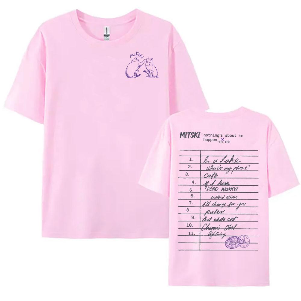 Mitski Nothing's about To Happen To Me Tee Short Sleeve Loose Summer Female Tshirts Women Men Clothes Singer Graphic Print Merch