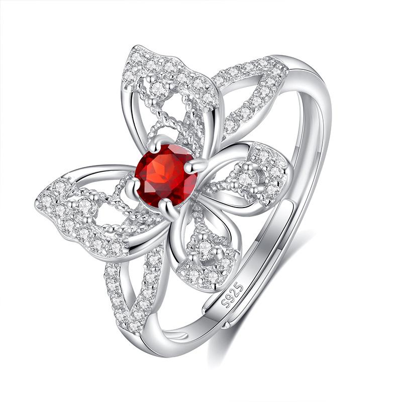 

Classic S925 Sterling Silver Ring, Oval Natural Crystal & CZ Adjustable Band for Ladies opening adjustable