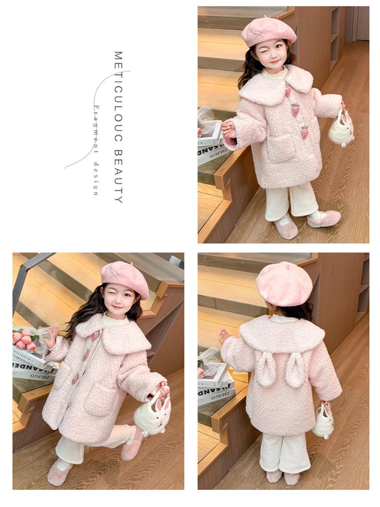 2025 Girls' Lambswool Fleece-Lined Sweater Coat for Autumn & Winter