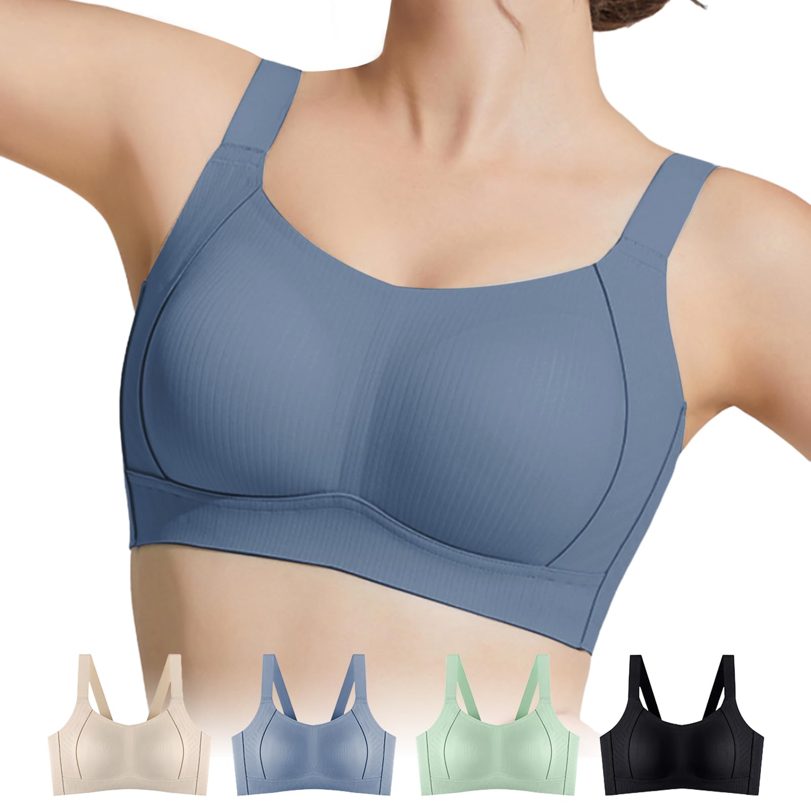 

Vehmia Bra 2 Cup Sizes Smaller Unprecedented Smaller High No Plus Gentle on Wear Bust-Slimming [Approximately & Breathability] Bust, Sides, Wire, синий