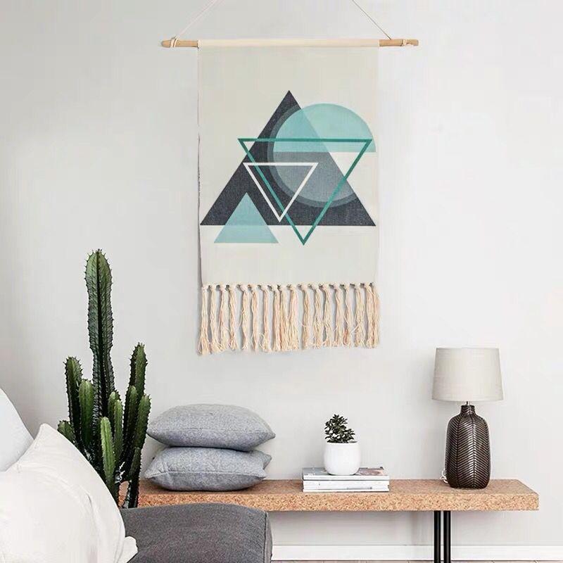 Indian Hand-woven Homestay Fringed Tapestry Decoration Nordic Meter Box Hanging Fabric Background Cloth Bedroom Hanging Cloth