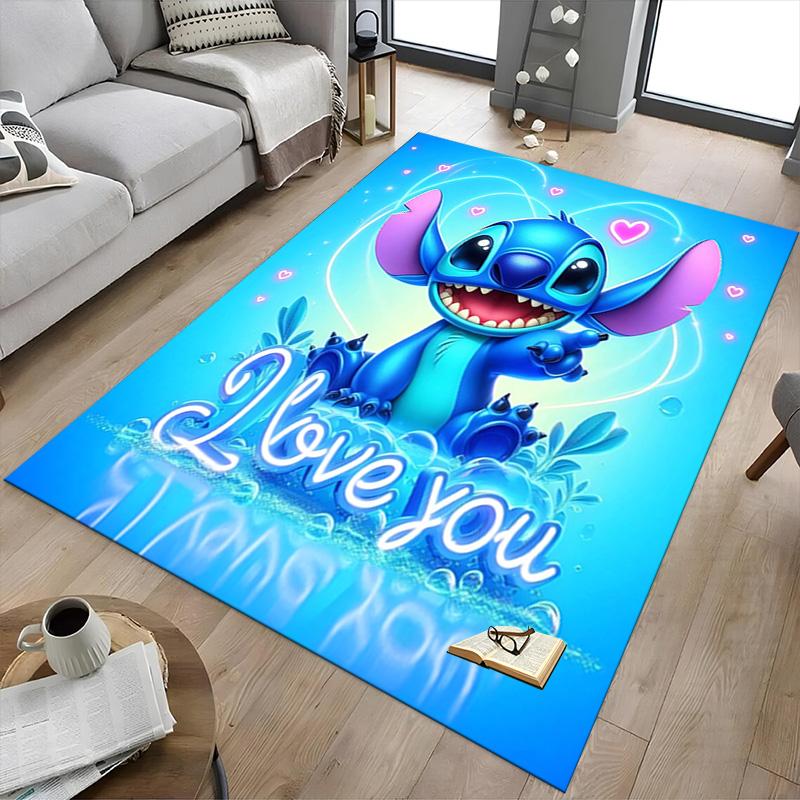 Love You Stitch Heart Carpet For Playroom Bedroom Living Room Sofa Home Decorkids Game Area Rug Nonslip Floor Mat