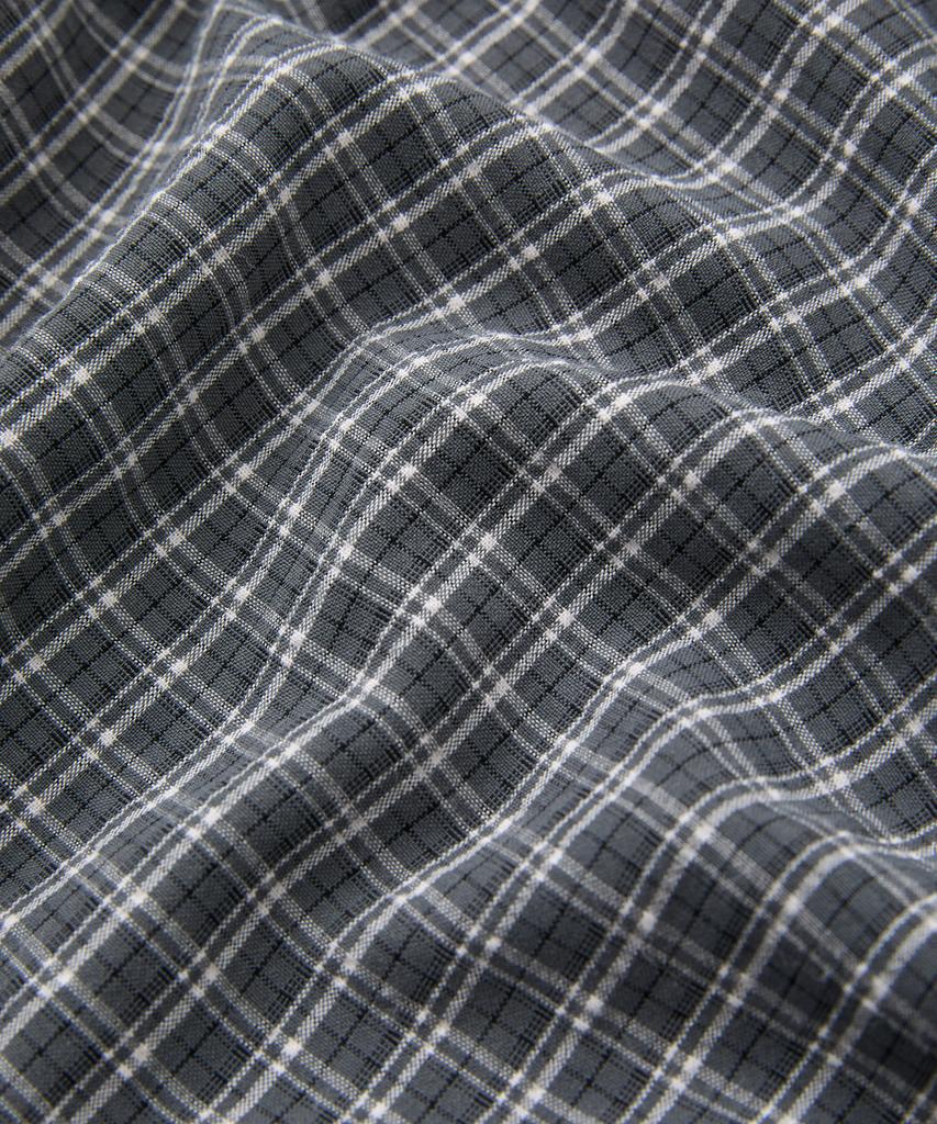 Forev Checked Shirring Long Skirt - Gray