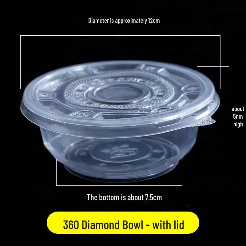 Yuduo 36oz Disposable Round Plastic Bowls with Lids