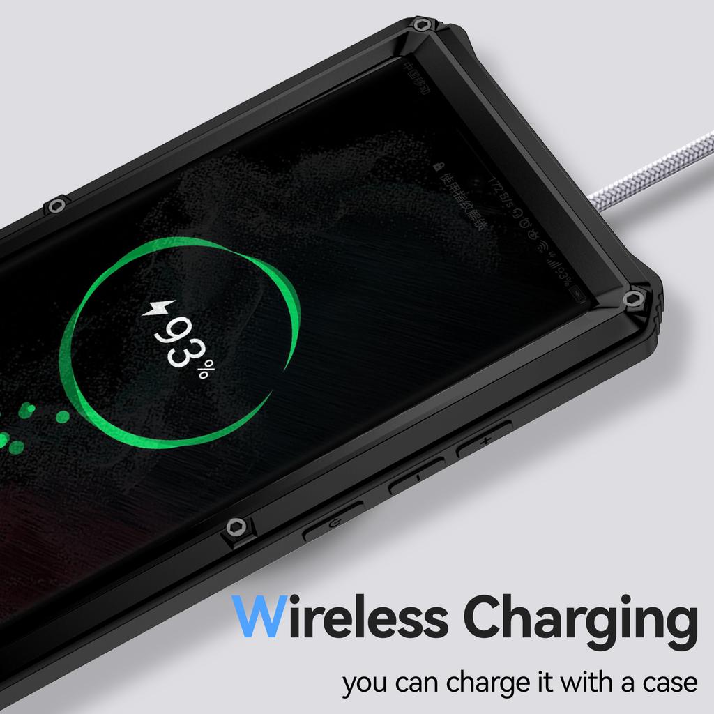 R-JUST Für Samsung Galaxy S22 Ultra 5G Wasserdichte Sturzsichere Hülle Ständer Rückseite mit Hartglas