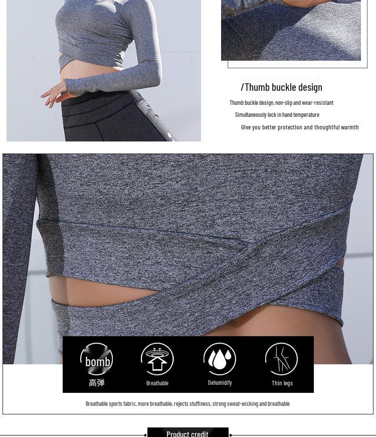 2025 Women's Yoga Sport Quick-Drying Cross Long Sleeve Crop Top