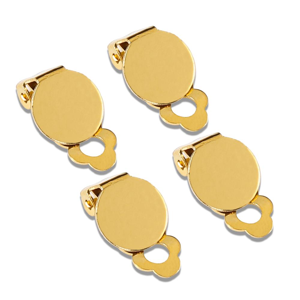 10pcs Stainless Steel Ear Clips Earrings Gold Color Blank Base Glass Cabochons Tray Cameo Base for Earrings Jewelry Making DIY