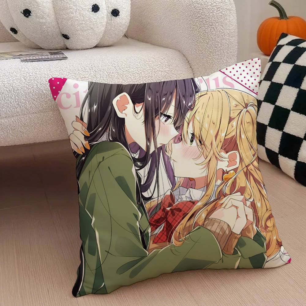 

Loving GL Anime C-Citrus Pillow Case Anti-dustmite Pillowcase Invisible Zipper Silky Short Plush Sofa Cushion Cover 12x12Inch