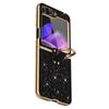 For Samsung Galaxy Z Flip7 FE 5G/Z Flip6 5G Case Glitter Leather+PC Electroplating Phone Cover Ring Kickstand